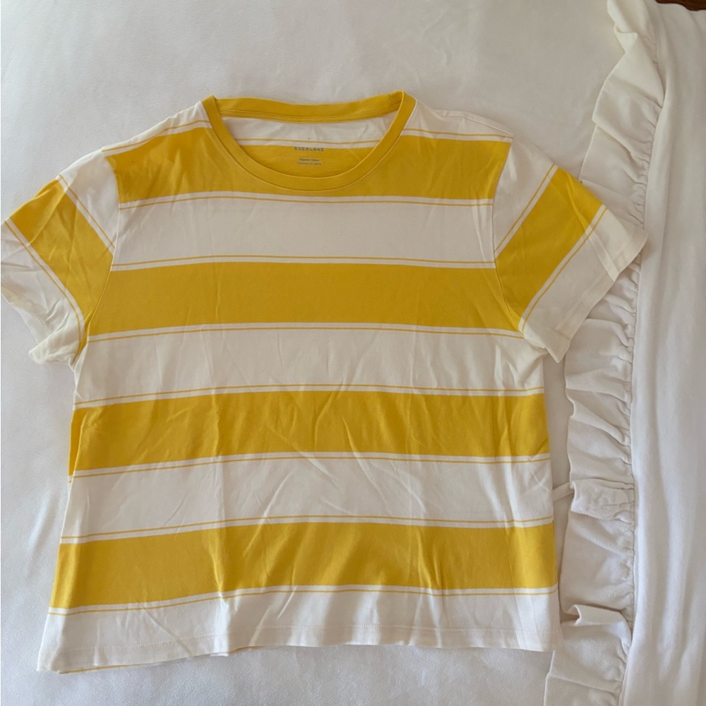 Everlane Mustard and White Striped Tee